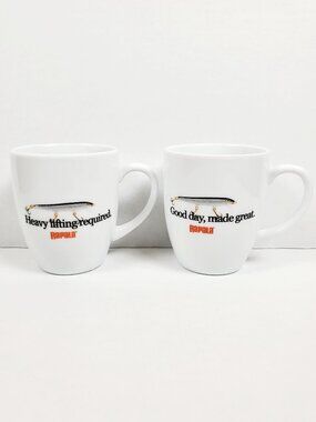 RAPALA 2 Vintage Fishing Advertising Lure Hook White Ceramic Coffee Mug Cup Set